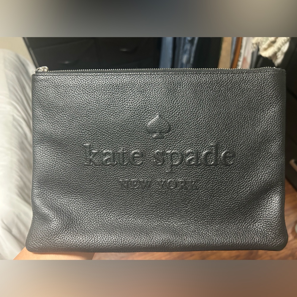 Kate Spade Charcoal Leather Clutch